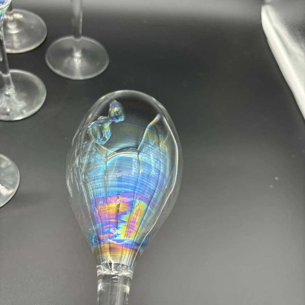 Vintage Toscany Iris Lustre Crystal Stemware Lot of 13 Iridescent Wine Champagne